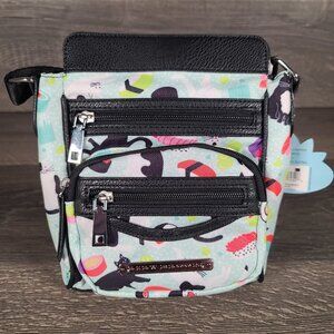 Lily Bloom Jaimie Crossbody Cats and Sushi Eco Friendly Fabric Purse Bag